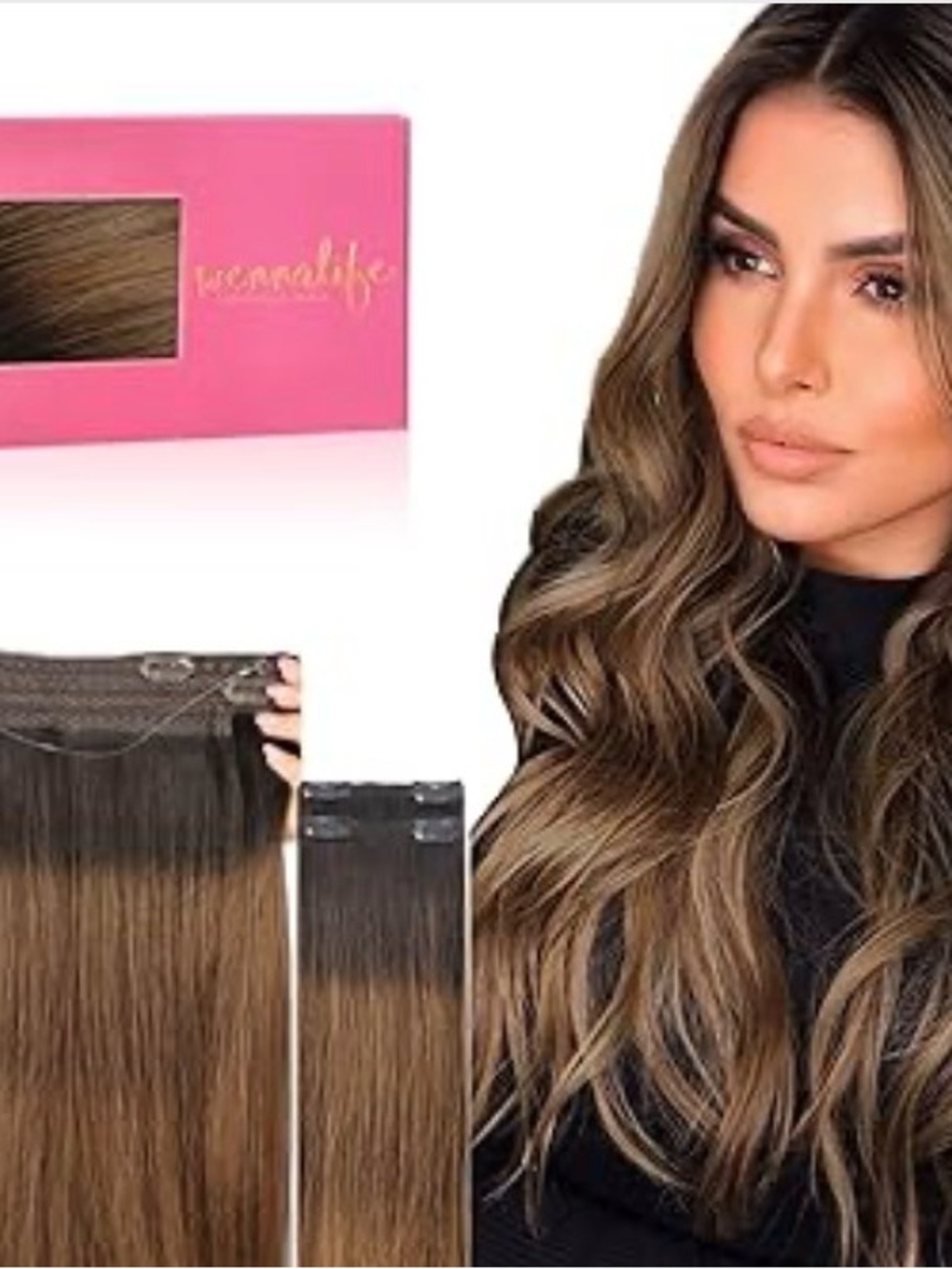 Wennalife Dark Brown to Chestnut to Blonde Balayage Clip-In Hair Extensions 12”
